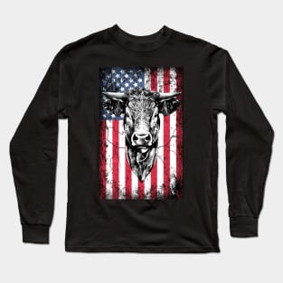 Patriotic Cow American Flag Long Sleeve T-Shirt